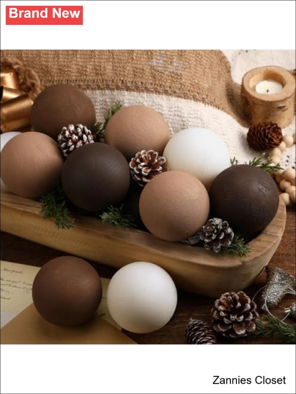 🎄 12 Pcs Neutral Christmas Ball Ornaments 3.15'' Shatterproof Plastic Textured
